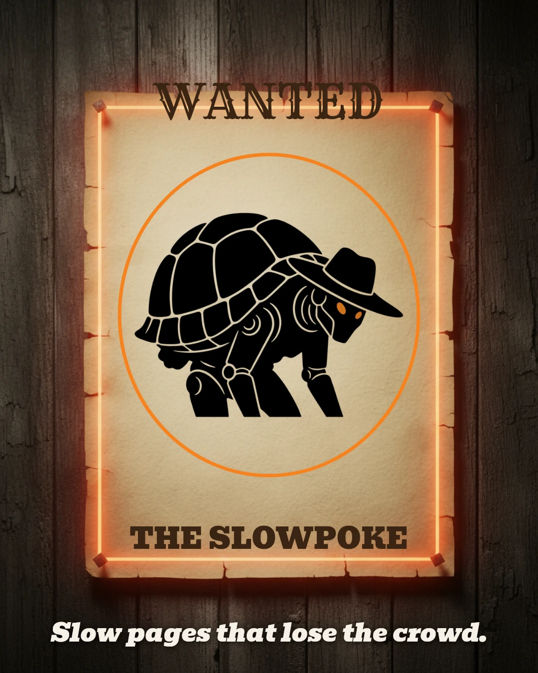WANTED poster: The Slowpoke, Slow pages that lose the crowd.